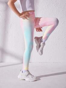 SHEIN Tween Girl Tie Dye Sports Leggings - Pink - View 1