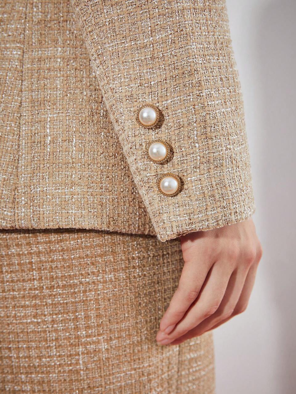 MOTF DOUBLE-BREASTED TWEED BLAZER