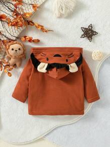 Baby Boy Cartoon Embroidery 3D Ear Design Hooded Jacket