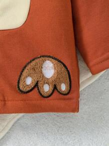 Baby Boy Cartoon Embroidery 3D Ear Design Hooded Jacket