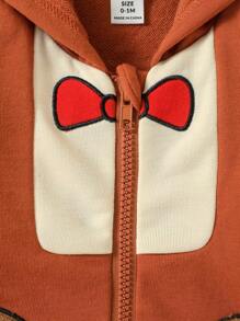 Baby Boy Cartoon Embroidery 3D Ear Design Hooded Jacket