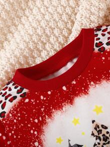 Baby Girl Christmas Print Sweatshirt - Red - View 3