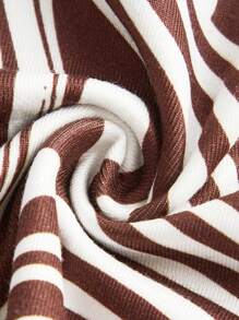 SHEIN ICON 大理石紋圖案腰部鏤空吊帶連衣裙 - 棕色 - 查看 3