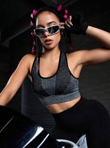 Gameset SHEIN Sport Contrast Binding Racerback Sports Bra