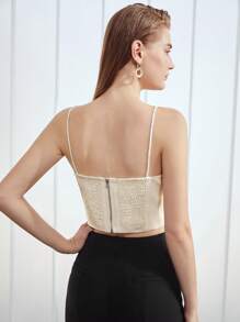 MOTF PREMIUM 垂墜打攬吊帶上衣 - 杏色 - 查看 3