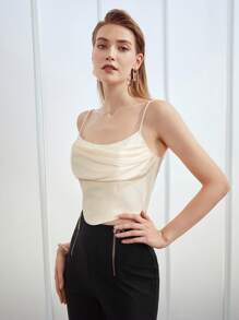 MOTF PREMIUM 垂墜打攬吊帶上衣 - 杏色 - 查看 6