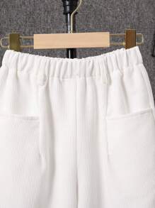 SHEIN Tween Boy Dual Pocket Elastic Waist Pants - White - View 3