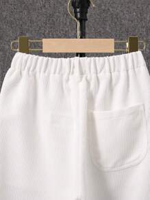 SHEIN Tween Boy Dual Pocket Elastic Waist Pants - White - View 7