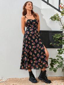 SHEIN VCAY 印花吊帶連衣裙 - 彩色 - 查看 3