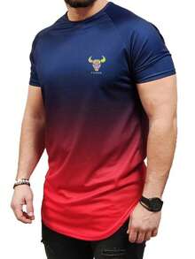 男士字母图案渐变色运动 T 恤 Playera Gym Hombregym T 恤男士衬衫 Masculinagym T 恤健身衬衫男士 - 彩色 - 查看 3