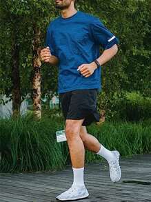 Manfinity Sport Corelite Men Space Dye Sports Tee Workout Tops - Blue - View 5