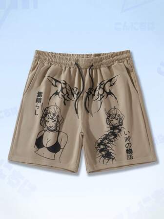 Street Life Guys Figure Graphic Drawstring Waist Shorts