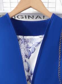 SHEIN Tween Girl Solid Belted Vest Coat & 1pc Jumpsuit - Multicolor - View 3