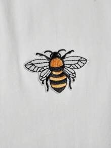 Emma Jane Creative Áo thun họa tiết con ong in họa tiết đường phố cổ điển của nghệ sĩ, dành cho mùa hè, 95% cotton, ngày lễ, kỳ nghỉ, mùa xuân, lễ hội, phù hợp với Ibiza - trắng - Xem 2