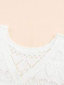 CILKOO 休闲纯色镂空针织衫，适合春秋季穿着 - 白色 - 查看 7