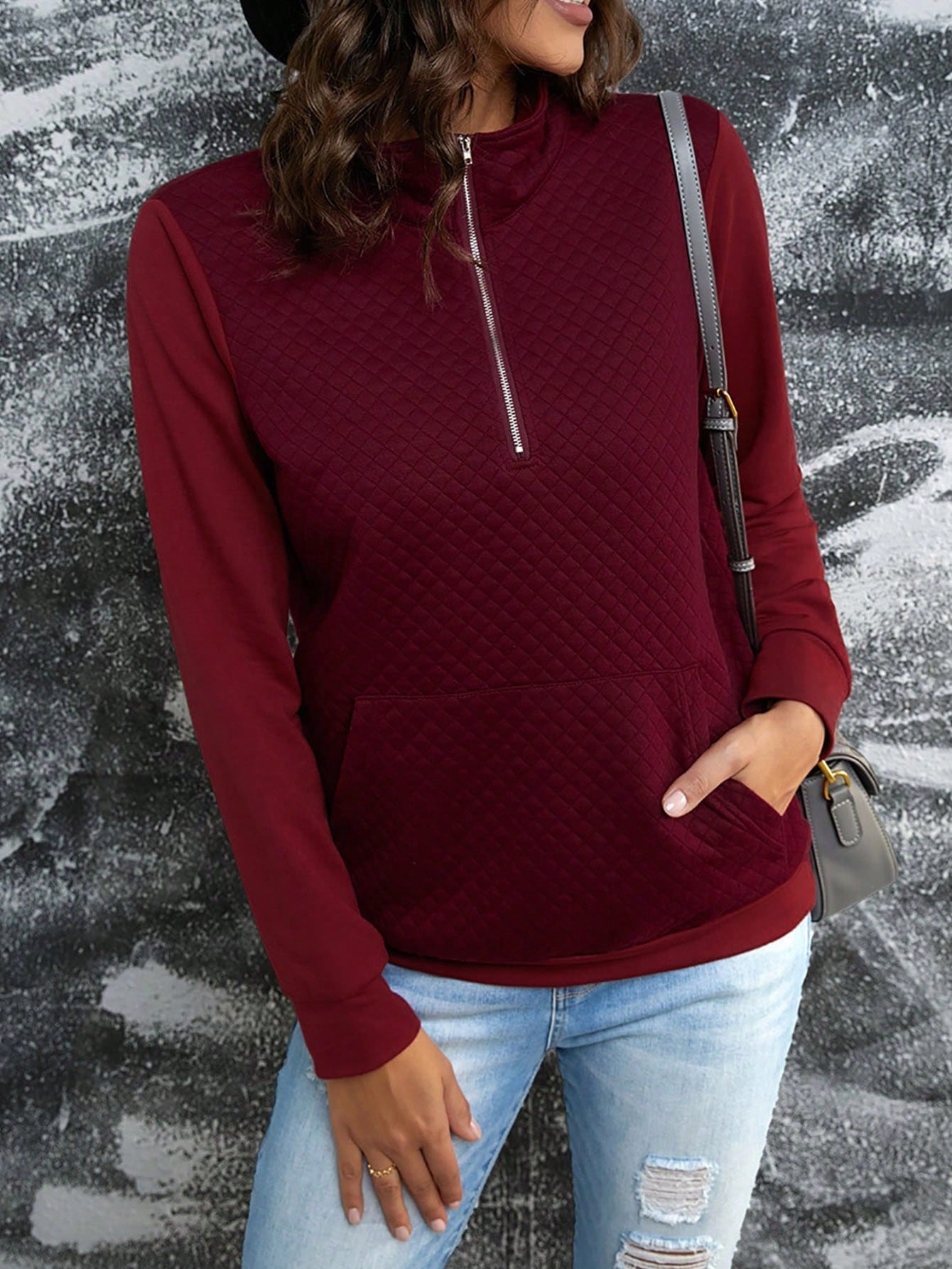 Half zip kangaroo pocket sweatshirt Clearance