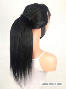 1pc Wrap Around Ponytail Straight 1B Natural Black Color Remy Natural Black Color Human Hair Extension Top Quality Daily Use Hair Extensions - Natural Black - View 4