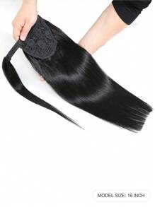 1pc Wrap Around Ponytail Straight 1B Natural Black Color Remy Natural Black Color Human Hair Extension Top Quality Daily Use Hair Extensions - Natural Black - View 7