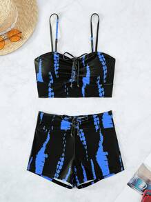 Tie Dye Shorts Bikini Set For Summer Beach