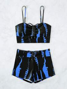 Tie Dye Shorts Bikini Set For Summer Beach