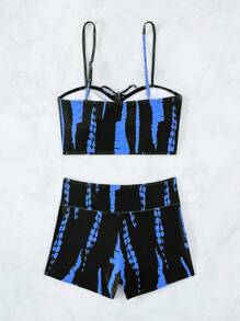 Tie Dye Shorts Bikini Set For Summer Beach
