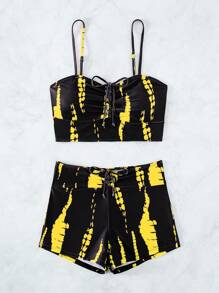 Swim Vcay Tie Dye Shorts Bikini Set For Summer Beach - Multicolor - View 6