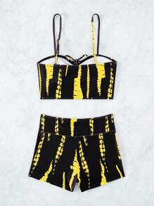 Swim Vcay Tie Dye Shorts Bikini Set For Summer Beach - Multicolor - View 7