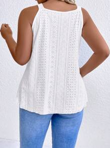 Plus Eyelet Embroidery Cami Top - White - View 2