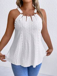 Plus Eyelet Embroidery Cami Top - White - View 5