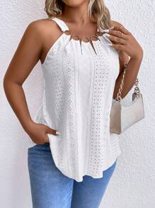 Plus Eyelet Embroidery Cami Top - White - View 4