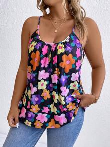 SHEIN LUNE Talla grande Top de tirantes con estampado floral - Multicolor - Ver 1