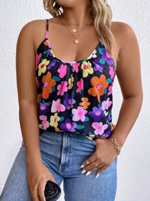 SHEIN LUNE Talla grande Top de tirantes con estampado floral - Multicolor - Ver 4