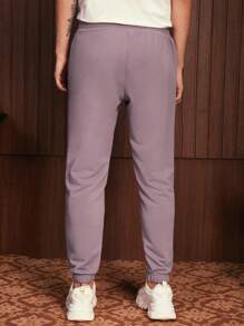 SWAVVY 1入組字母圖案腰部抽繩衛褲 - 淡紫色 - 查看 2