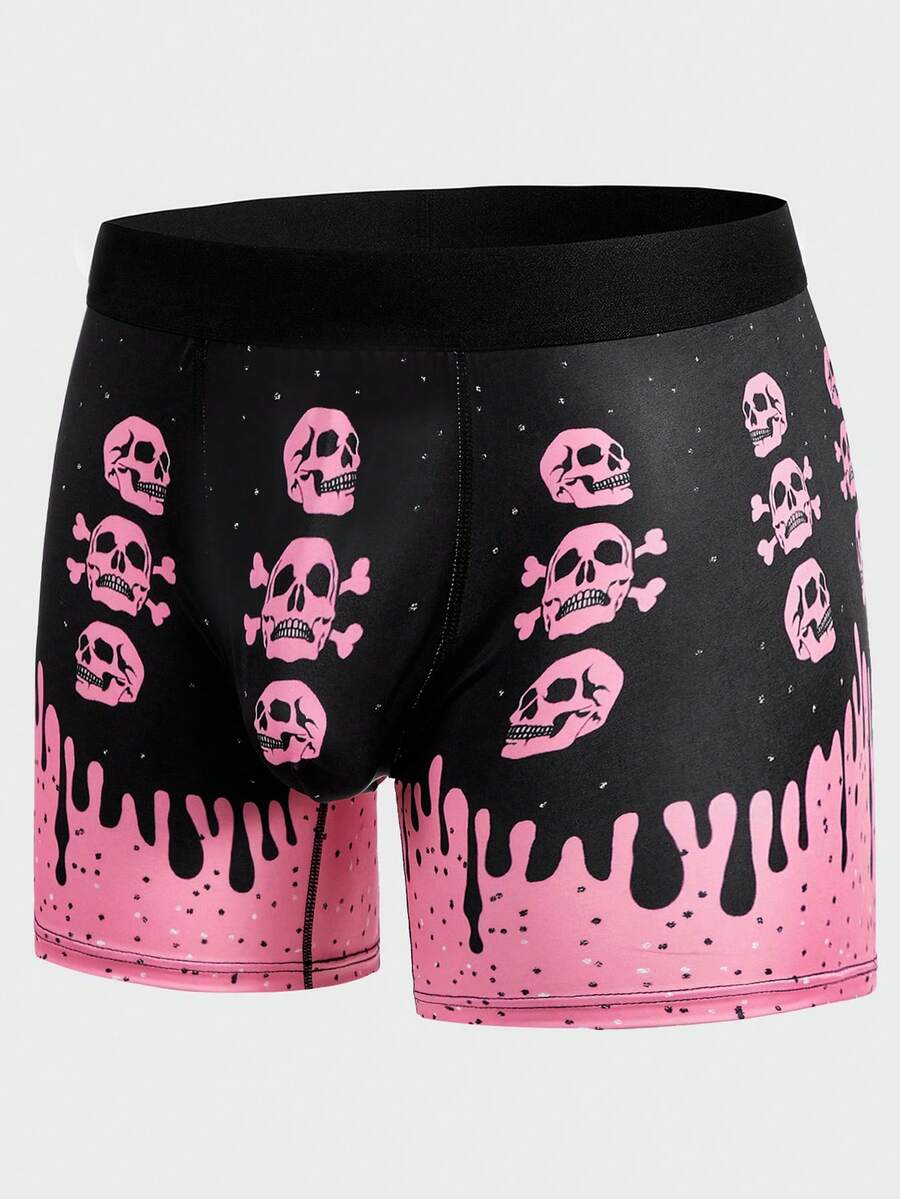 Men Skull Print Boxer Brief - Multicolor - View 1