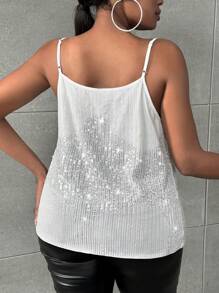 SHEIN BAE Plus Sequin Cami Top - White - View 2