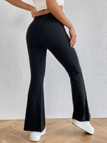 SHEIN PETITE Quần nữ màu trơn Giải trí - màu đen - Xem 2
