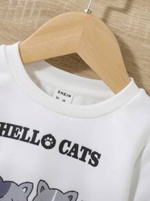 SHEIN 男嬰女孩卡通和字母圖案運動衫 - 彩色 - 查看 5