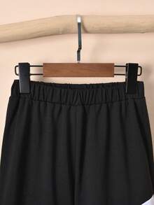 Cậu bé Tween Cổ điển Vá lại Tay áo dài Vòng cổ Bộ áo thể thao và quần thể thao - màu đen - Xem 6