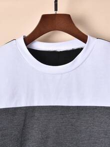 Cậu bé Tween Cổ điển Vá lại Tay áo dài Vòng cổ Bộ áo thể thao và quần thể thao - màu đen - Xem 4