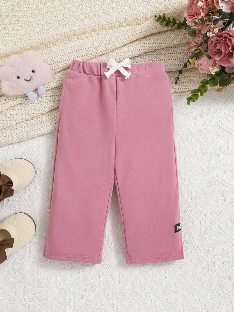 Baby Boy Letter Patched Detail Knot Waist Pants