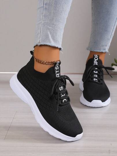 Leichte, atmungsaktive Laufschuhe aus Mesh für Damen, perfekt zu Hoodies, bequeme Low-Top Sneaker mit dicker Sohle