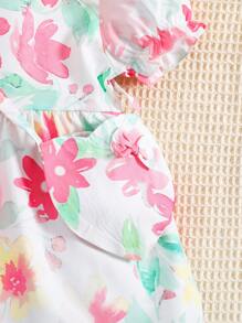 SHEIN Baby Mädchen Kleid mit Blume Muster, Puffärmeln,