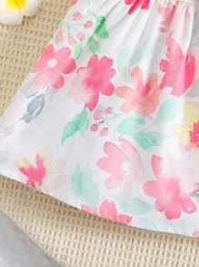 SHEIN Baby Mädchen Kleid mit Blume Muster, Puffärmeln,