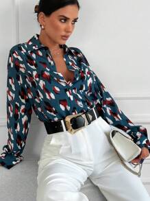 EURMUSE Allover Print Button Front Shirt - Multicolor - View 1