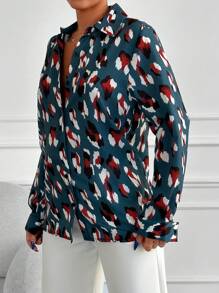 EURMUSE Allover Print Button Front Shirt - Multicolor - View 4