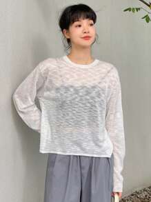 DAZY Tie Back Drop Shoulder Sweater Without Cami Top,Fall Women Clothes - Beige - View 7