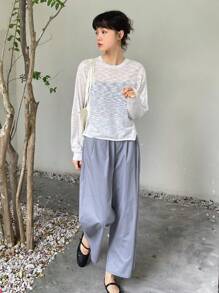 DAZY Tie Back Drop Shoulder Sweater Without Cami Top,Fall Women Clothes - Beige - View 8