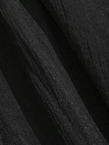 DAZY Solid Button Front Drop Shoulder Shirt Long Sleeve Top - Black - View 6