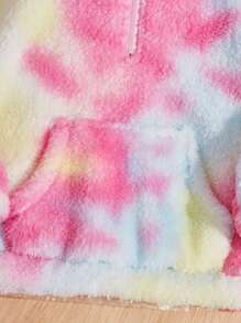 SHEIN 女小童紮染袋鼠口袋半拉鏈絨毛運動衫 - 彩色 - 查看 4