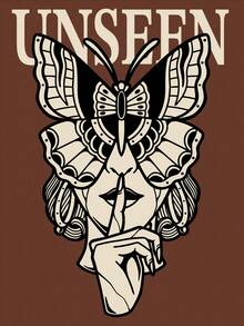 Afdhal Studio Talla grande Camiseta de hombros caídos con estampado de letra - Óxido marrón - Ver 2